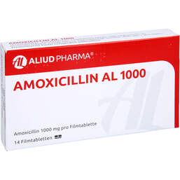 Abbildung: Amoxicillin AL 1000 Filmtabletten 14 St, Filmtabletten PZN 13156382