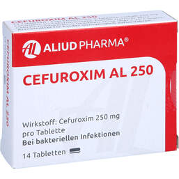 Abbildung: Cefuroxim AL 250 Tabletten 14 St, Tabletten PZN 13156413