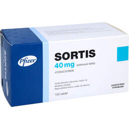 Abbildung: Sortis 40 mg Filmtabletten 100 St, Filmtabletten PZN 13158808