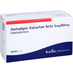 Abbildung: Amlodipin Valsartan beta 5 mg / 80 mg Filmtabletten  98 St, Filmtabletten PZN 13162425