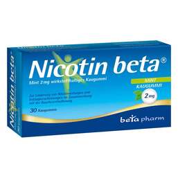 Abbildung: Nicotin beta Mint 2 mg wirkstoffhaltiges Kaugummi Kaugummi, 30 St PZN 13162483