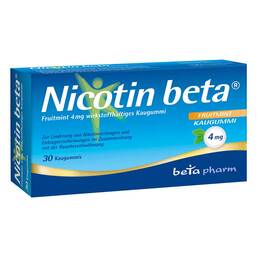 Abbildung: Nicotin beta® Fruitmint 4 mg wirkstoffhaltiges Kaugummi Kaugummi, 30 St PZN 13162572