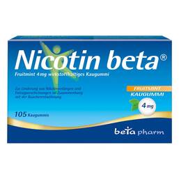 Abbildung: Nicotin beta® Fruitmint 4 mg wirkstoffhaltiges Kaugummi Kaugummi, 105 St PZN 13162589