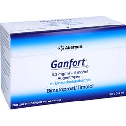 Abbildung: Ganfort 0,3 mg / ml + 5 mg / ml AT in Einzeldosisbeh. 90X0.4 ml, Augentropfen PZN 13164743