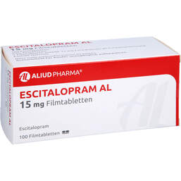 Abbildung: Escitalopram AL 15 mg Filmtabletten 100 St, Filmtabletten PZN 13164861