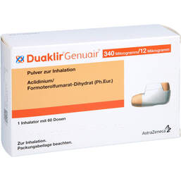 Abbildung: Duaklir Genuair 340 µg / 12 µg Pulver zur Inhalation 60ED 1 St, Inhalationspulver PZN 13166156