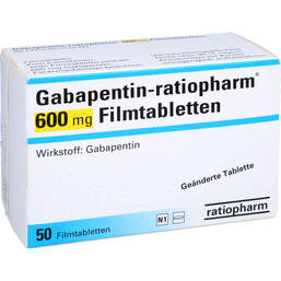 Abbildung: Gabapentin ratiopharm 600 mg Filmtabletten 50 St, Filmtabletten PZN 13166736