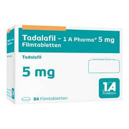 Abbildung: Tadalafil 1A Pharma 5 mg Filmtabletten 84 St, Filmtabletten PZN 13167807