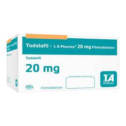 Abbildung: Tadalafil 1A Pharma 20 mg Filmtabletten 24 St, Filmtabletten PZN 13167902