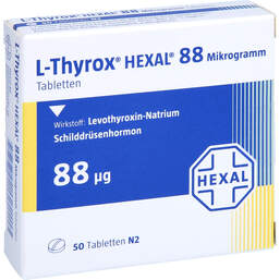 Abbildung: L-Thyrox Hexal 88 Mikrogramm Tabletten 50 St, Tabletten PZN 13168899