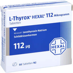 Abbildung: L-Thyrox Hexal 112 Mikrogramm Tabletten 50 St, Tabletten PZN 13168907