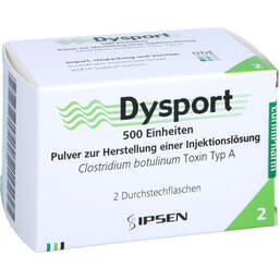 Abbildung: Dysport 500 Einheiten Pulver zur Herstellung einer Injektionslösung 2 St, Pulver zur Herstellung einer Injektionslösung PZN 13197688