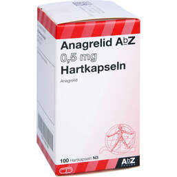 Abbildung: Anagrelid AbZ 0,5 mg Hartkapseln 100 St, Hartkapseln PZN 13231758