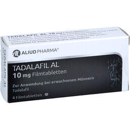 Abbildung: Tadalafil AL 10 mg Filmtabletten 4 St, Filmtabletten PZN 13231899