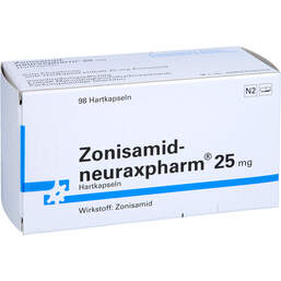 Abbildung: Zonisamid neuraxpharm 25 mg Hartkapseln 98 St, Hartkapseln PZN 13233533