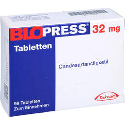 Abbildung: Blopress 32 mg Tabletten 98 St, Tabletten PZN 13233705