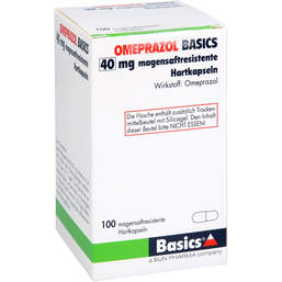Abbildung: Omeprazol Basics 40 mg magensaftresistent Hartkapseln 100 St, Magensaftresistente Hartkapseln PZN 13234780
