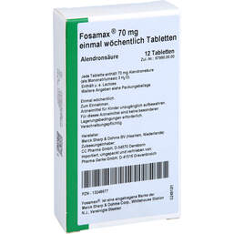 Abbildung: Fosamax 70 mg 1 x wöchentlich Tabletten 12 St, Tabletten PZN 13248977