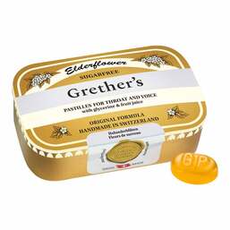 Abbildung: Grethers Elderflower zuckerfrei Pastillen 110 g, Pastillen PZN 13329902 