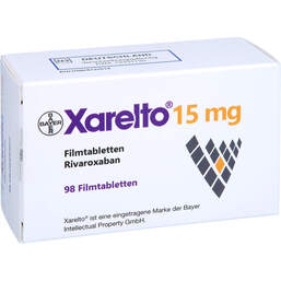 Abbildung: Xarelto 15 mg Filmtabletten 98 St, Filmtabletten PZN 13331135