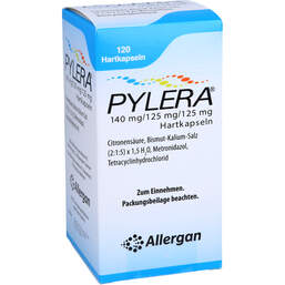 Abbildung: Pylera 140 mg / 125 mg / 125 mg Hartkapseln 120 St, Hartkapseln PZN 13347308