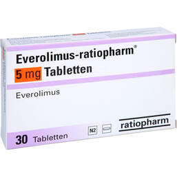 Abbildung: Everolimus-ratiopharm 5 mg Tabletten 30 St, Tabletten PZN 13350606