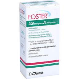 Abbildung: Foster 200 / 6 µg 120 Hub Dosieraerosol 1 St, Dosieraerosol PZN 13351416