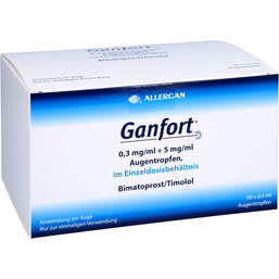 Abbildung: Ganfort 0,3 mg / ml + 5 mg / ml AT in Einzeldosisbeh. 90X0.4 ml, Augentropfen PZN 13352640