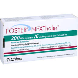 Abbildung: Foster Nexthaler 200 / 6 µg 120 ED Inhalationspulver 1 St, Inhalationspulver PZN 13358275