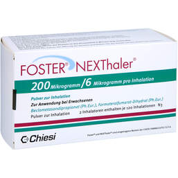Abbildung: Foster Nexthaler 200 / 6 µg 120 ED Inhalationspulver 2 St, Inhalationspulver PZN 13358281
