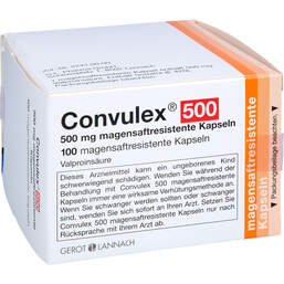 Abbildung: Convulex 500 mg magensaftresistente Kapseln 100 St, Kapseln magensaftresistent PZN 13358588