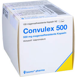 Abbildung: Convulex 500 mg magensaftresistente Kapseln 200 St, Kapseln magensaftresistent PZN 13358602