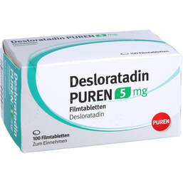 Abbildung: Desloratadin Puren 5 mg Filmtabletten 100 St, Filmtabletten PZN 13359234