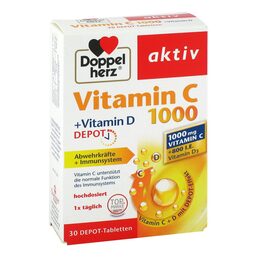 Abbildung: Doppelherz aktiv Vitamin C 1000 + Vitamin D Depot Tabletten, 30 St PZN 13417285