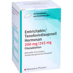 Abbildung: Emtricitabin / Tenofovirdisoproxil Hormos.200 / 245mg 30 St, Filmtabletten PZN 13420850