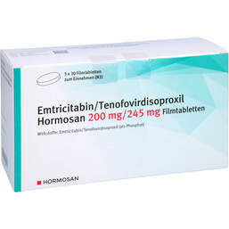 Abbildung: Emtricitabin / Tenofovirdisoproxil Hormos.200 / 245mg 3X30 St, Filmtabletten PZN 13420867