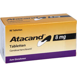 Abbildung: Atacand 8 mg Tabletten 98 St, Tabletten PZN 13421849