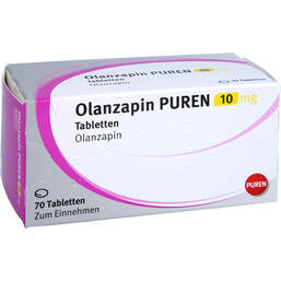 Abbildung: Olanzapin Puren 10 mg Tabletten 70 St, Tabletten PZN 13423073