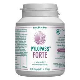 Abbildung: Pylopass Forte 200 mg + Vitamin B12 + Olivenblattextrakt Kapseln  60 St, Kapseln PZN 13426924