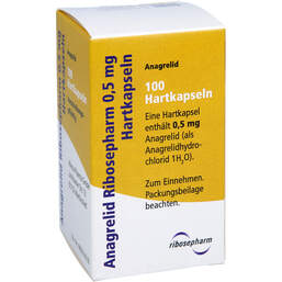 Abbildung: Anagrelid Ribosepharm 0,5 mg Hartkapseln 100 St, Hartkapseln PZN 13477034