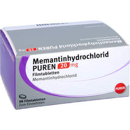 Abbildung: Memantinhydrochlorid Puren 20 mg Filmtabletten 98 St, Filmtabletten PZN 13501904