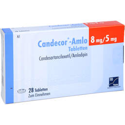Abbildung: Candecor-Amlo 8 mg / 5 mg Tabletten 28 St, Tabletten PZN 13502186