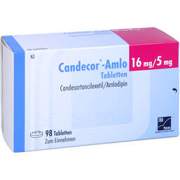 Abbildung: Candecor-Amlo 16 mg / 5 mg Tabletten 98 St, Tabletten PZN 13502246