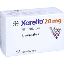 Abbildung: Xarelto 20 mg Filmtabletten 98 St, Filmtabletten PZN 13502507