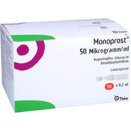 Abbildung: Monoprost 50 Mikrogramm / ml Augentropfenin Einzeldosen 90X0.2 ml, Einzeldosispipetten PZN 13503168