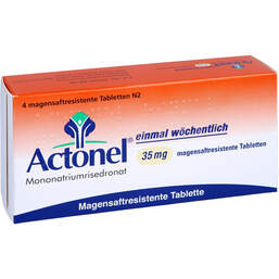 Abbildung: Actonel einmal wöchentlich 35 mg magensaftresistent Tabletten 4 St, Tabletten magensaftresistent PZN 13506669