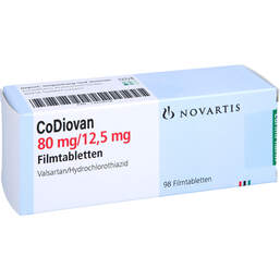 Abbildung: Codiovan 80 mg / 12,5 mg Filmtabletten 98 St, Filmtabletten PZN 13510518