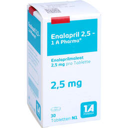 Abbildung: Enalapril 2,5 1A Pharma Tabletten 30 St, Tabletten PZN 13568529