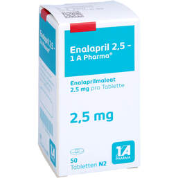 Abbildung: Enalapril 2,5 1A Pharma Tabletten 50 St, Tabletten PZN 13568541