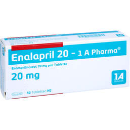 Abbildung: Enalapril 20 1A Pharma Tabletten 50 St, Tabletten PZN 13568601